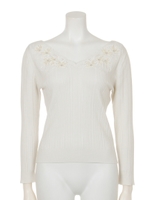 モール刺繍プルオーバー/ライトグレー