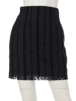 ストライプフロッキーレースタイトスカート/ベージュ