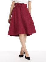 コルセットベルト付きスエードスカート/ボルドー