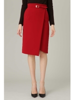 Ｗクロスストレッチベルト付きラップスカート/キャラメル4(044)