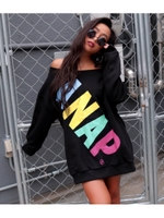 【ANAP】『ANAP』ロゴオフショルスウェットチュニック/ブラック(027)