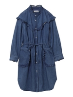 RUFFLE DENIM SHIRT DRESS/ライトインディゴ