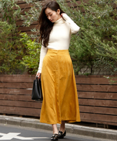 【10倍ポイント対象】【予約】フロントボタンスウェードロングスカート