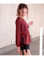 【CHILLE】サイドベロアレースアップトップス/ブラック(027)