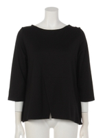 ポンチ切替7分袖カットソー/ブラック