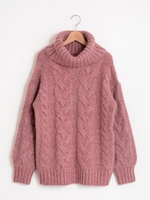 【WEB限定価格】∞オフタートルケーブルチュニック/グレー
