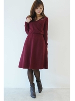 カシュクールエンブロイダリーニットワンピース/レッド(100)