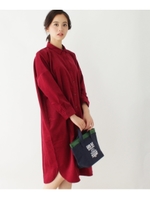 コーデュロイシャツワンピース/ワインレッド(063)