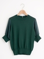 シフォン5分袖ニットプルオーバー/D/グリーン