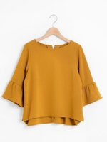 ギャザーフレアスリーブブラウス/グリーン