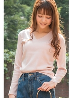 総針Vネックプルオーバー/ブルー(110)