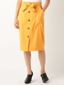 フロントボタンタイトスカート/マスタード
