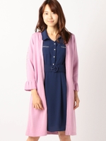 袖刺繍ロングカーディガン/パープル