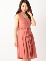 ウエストフリルドレス《結婚式/二次会/謝恩会/パーティー》/ボルドー