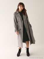 タックフレアトレンチコート/柄BRN