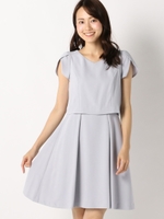 編み上げ切り替えワンピース/ライトブルー