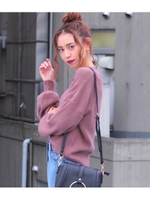 【chille anap】Vネック袖ボリュームニットトップス/GRY