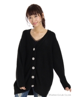 ビジューボタン起毛カーディガン/オフホワイト