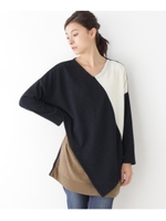 ブロッキングニットソーワンピース/ダークグレー(513)