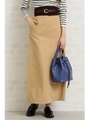 ハイウエストコットンチノマキシスカート/ベージュ(040)