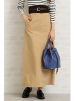 ハイウエストコットンチノマキシスカート/ベージュ(040)