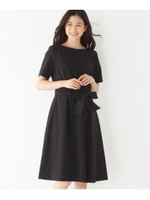 【洗える/36(S)、42（LL）WEB限定サイズ】クラシカルダブルクロスワンピース/ブラック(019)