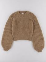 ・ラメ混フェレットライクフェザープルオーバー/ベージュ