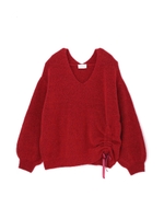 《BLANCHIC》MIXカラーブークレーニット/レッド(100)