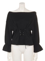 【LATINA】ダメージリブレースアップスウェットトップス/BK