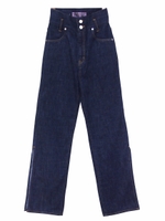 サイドスリットハイウエストデニムパンツ/indigo