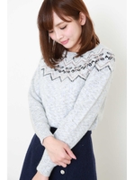 ノルディック刺繍ニット/ブルー(110)