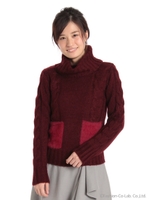ファー付きケーブルknit　PO/ワイン