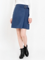 ベルト付ラップ風台形ミニスカート/グレージュ