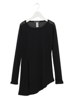 メッシュスリットトップス/BLACK