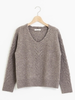 ヤク混フロントケーブルニットプルオーバー/L/グレー