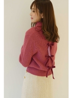 ラメリボン畦オフタートルニット/エクリュ1(031)