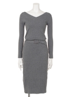 リブニットワンピース/ピンクベージュ