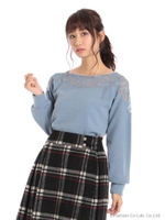 レース切替トップス/サックス