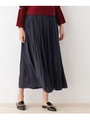 ヴィンテージサテンギャザーマキシスカート/ネイビー(093)