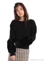 袖ファーニット/ピンク