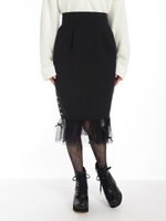 プチリボンマーメイド台形SK/ブラック