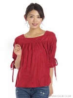 【セットアップ対応商品】袖リボンスエードプルオーバー/ボルドー