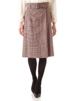 グレンチェックスカート/ブラウン系(050)