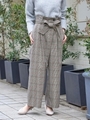 レトログレンチェックアシメワイドパンツ/レッド柄