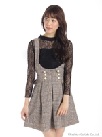 起毛チェック　バックリボンジャンスカ/ブラック