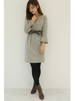 スカラップスリーブツィードワンピース/トップグレー1(021)