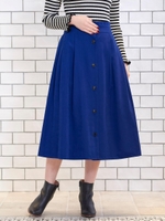 フロントボタンタックフレアスカート/キャメル