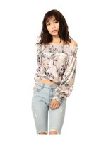 ベロア花柄トップス/PINK