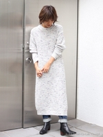 【La】カラーヤーン畦編みニットワンピース/O.WHT