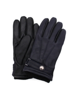 【スマホ対応】シープレザー×リブニットグローブ/ブラック(019)